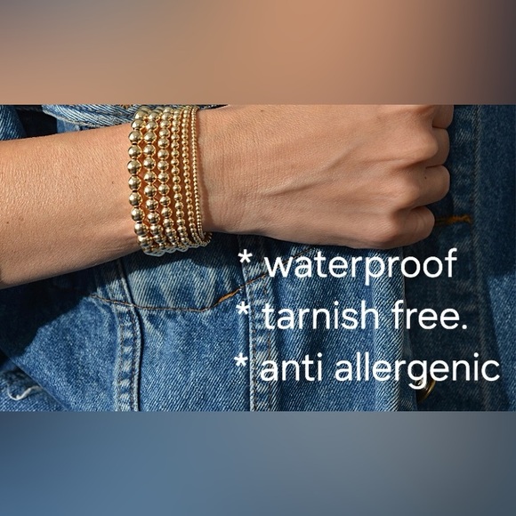 GOLD BEADED STACKs BRACELETs; 14K Gold Filled; Sweatproof; Water/Tarnish proof. - Picture 3 of 8